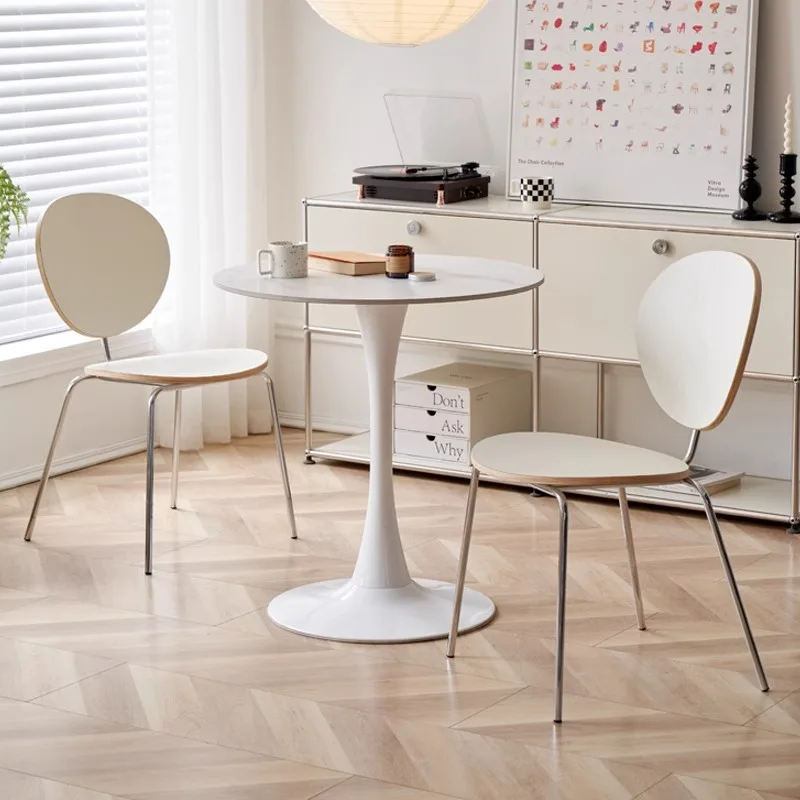 French cream style dining chair home modern minimalist designer white chair backrest Internet celebrity dining table chairs rest