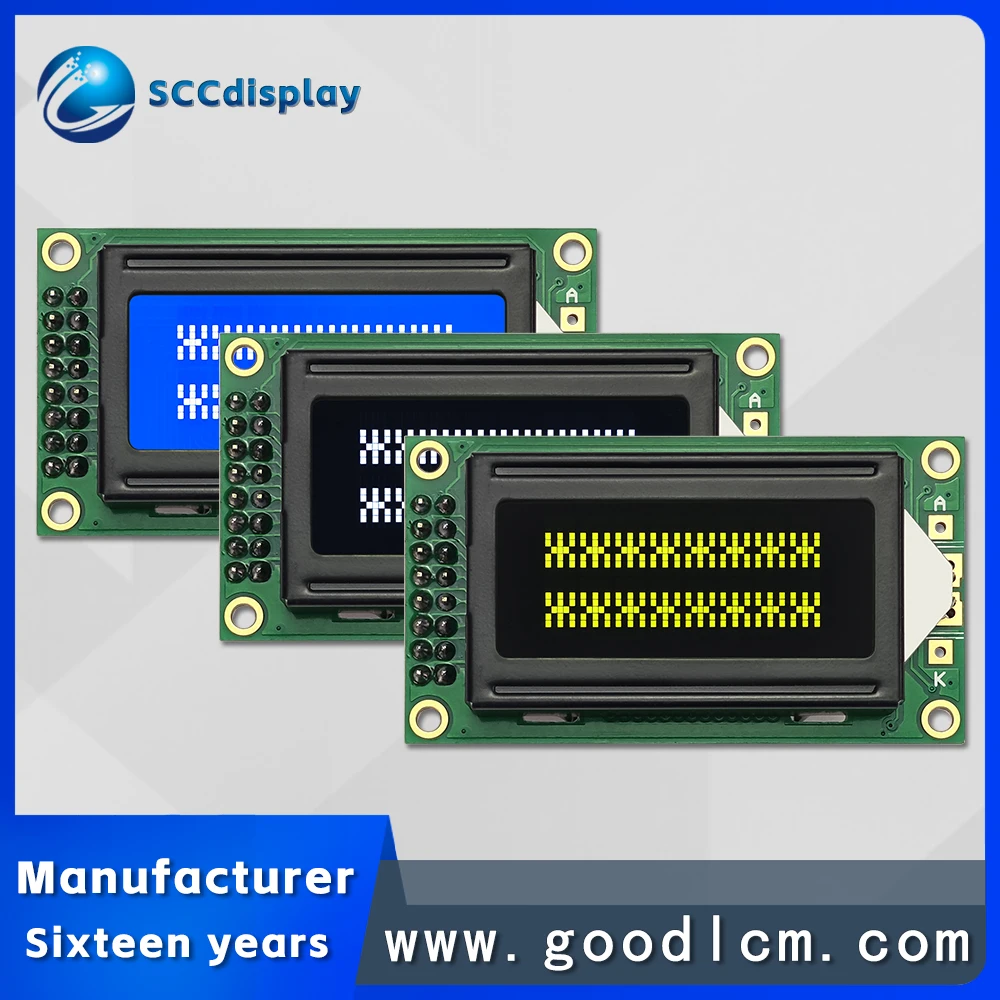 Premium IIC/I2C Russian character LCD 0802 display SJXD0802A-IIC 8*2 dot matrix LCM liquid crystal module with backlight