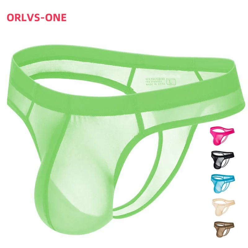 Men's G-Strings Thongs Multi Color Ice Silk Ultra-thin Underwear Bikini Men's Sexy Semi Transparent Thong Bteathable Briefs