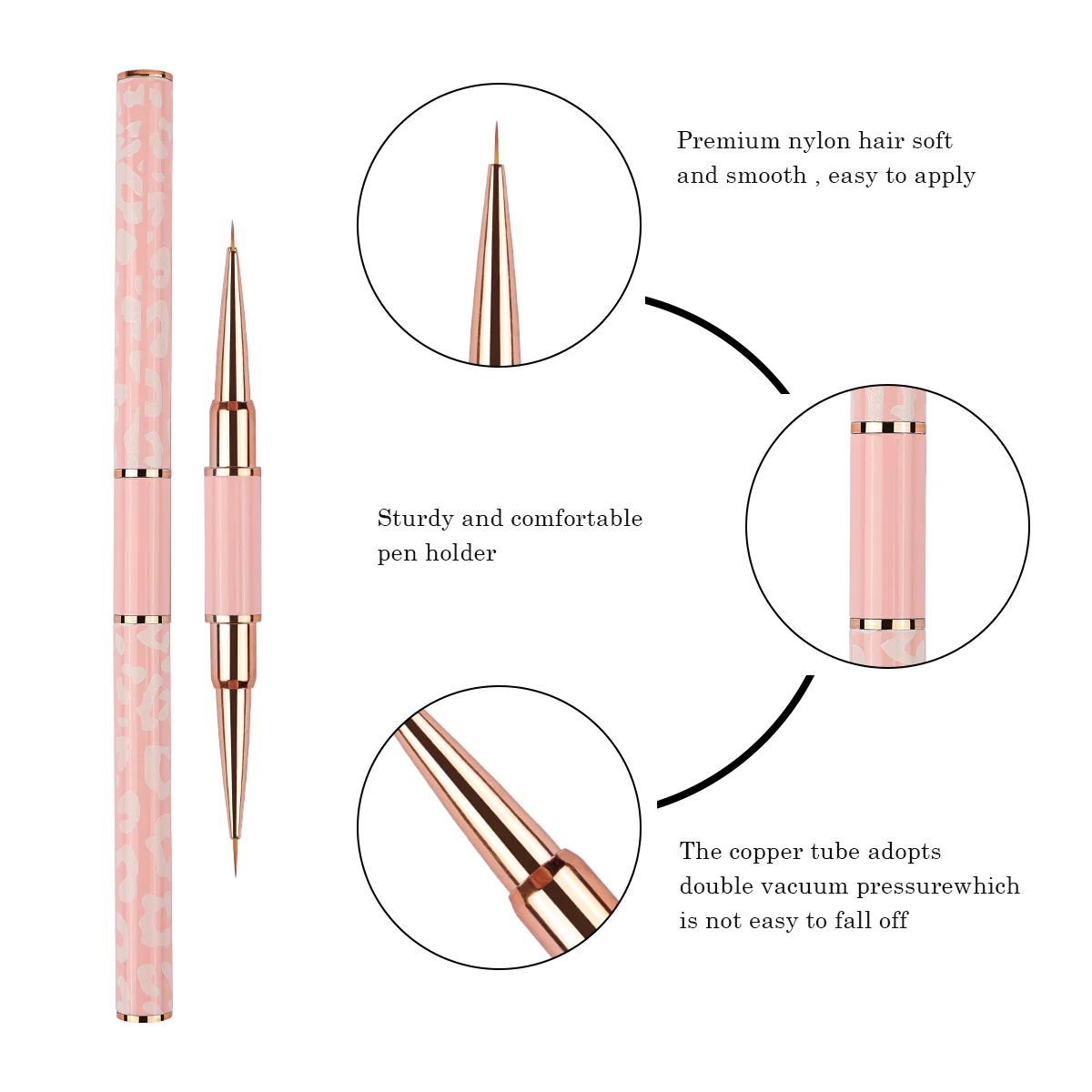 5Pcs Dual-ended Acrylic Nail Art Brushes Set Professional Gel Polish Thin Liner Flower Painting Drawing Manicure DIY Tool