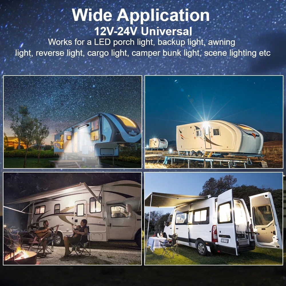 Light Bar RV Van Trailer Exterior Lamp Caravan Accessories Waterproof Caravan Interior Wall Lamps LED Awning Porch Light 12V/24V
