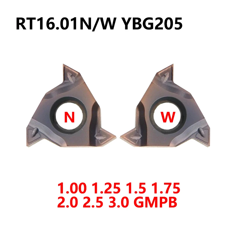 

YBG205 GMPB RT16.01N-1.00GMPB RT16.01W-1.50GMPB 1.25 1.75 2.0 2.5 3.0 ISO 16ER 16IR For Stainless Steel CNC Threading Inserts