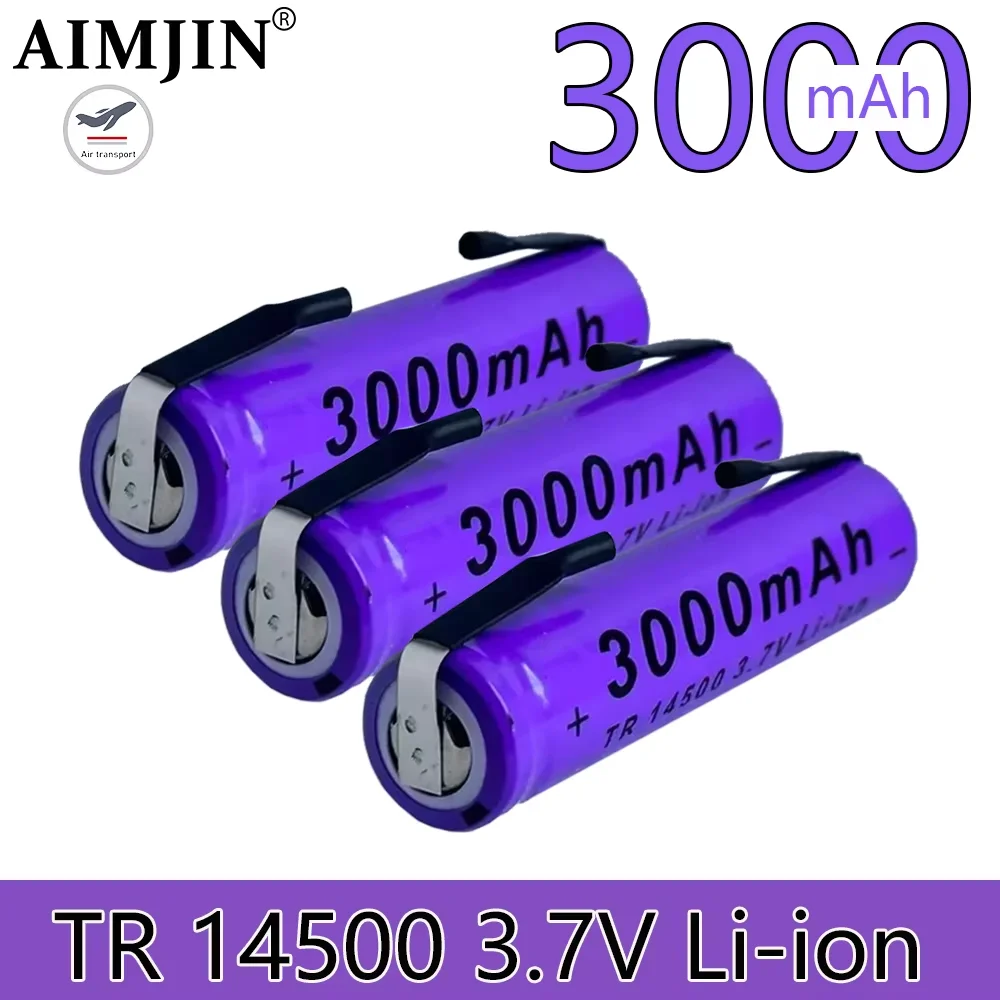 

3.7V 14500 3000mAh Li-ion Battery ICR14500 Welded Joint Rechargeable Lithium Batteries for Led Flashlight Headlight AA Battery