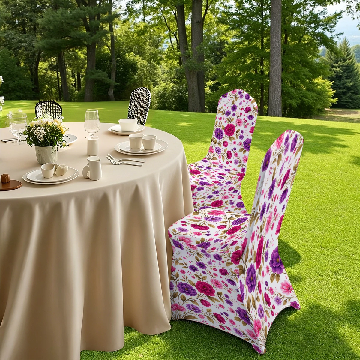 2D Floral Printed Stretch Full Coverage Chair Cover,Universal Size for Hotel/Home/Outdoor,Anti - Slip Dustproo