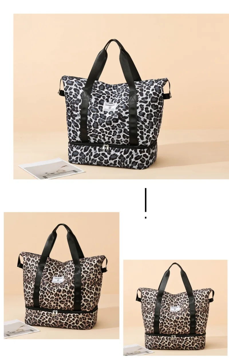 Modische Leopardenmuster-Reisetasche Sport- und Fitnesstasche Yoga-Handtasche Geeignet für Reisen, Fitness, Tourismus, Yoga und Andere Aktivitäten – Detail 4