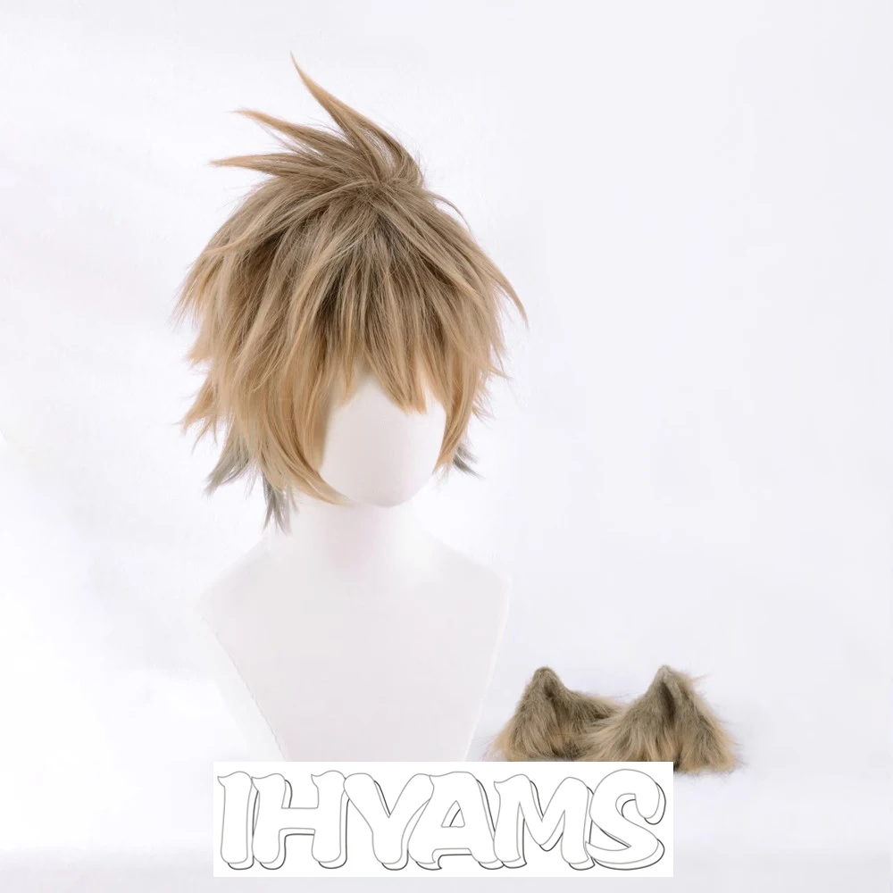 Ruggie bucchi perucas curtas cosplay perucas de cabelo sintético com touca de peruca grátis