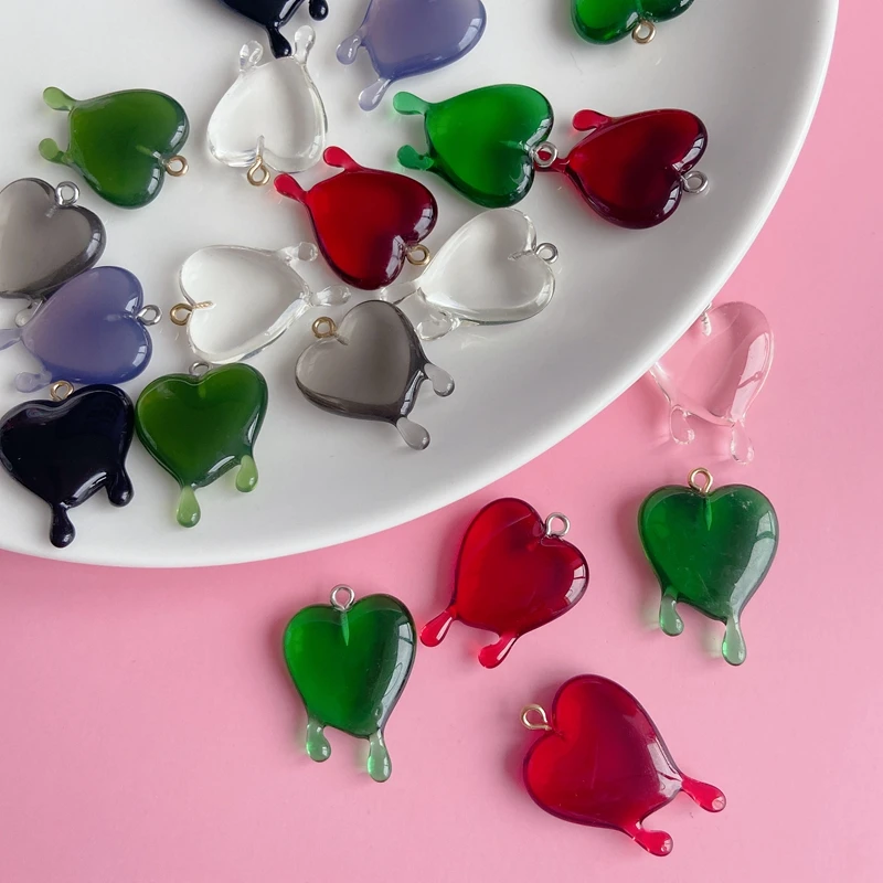 

DIY jewelry accessories small sweet cool girl red black melting love pendant handmade jewelry accessories materials