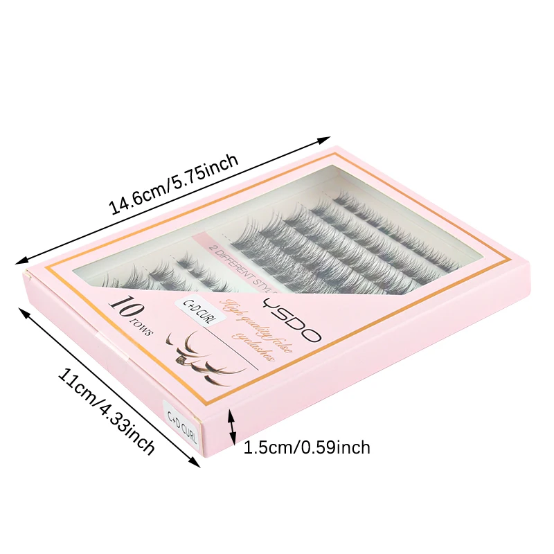 Cluster de pestañas individuales rizadas C/D, 10 filas, mechones de pestañas postizas, extensión de pestañas esponjosas naturales, mezcla de maquillaje DIY, pestañas de visón