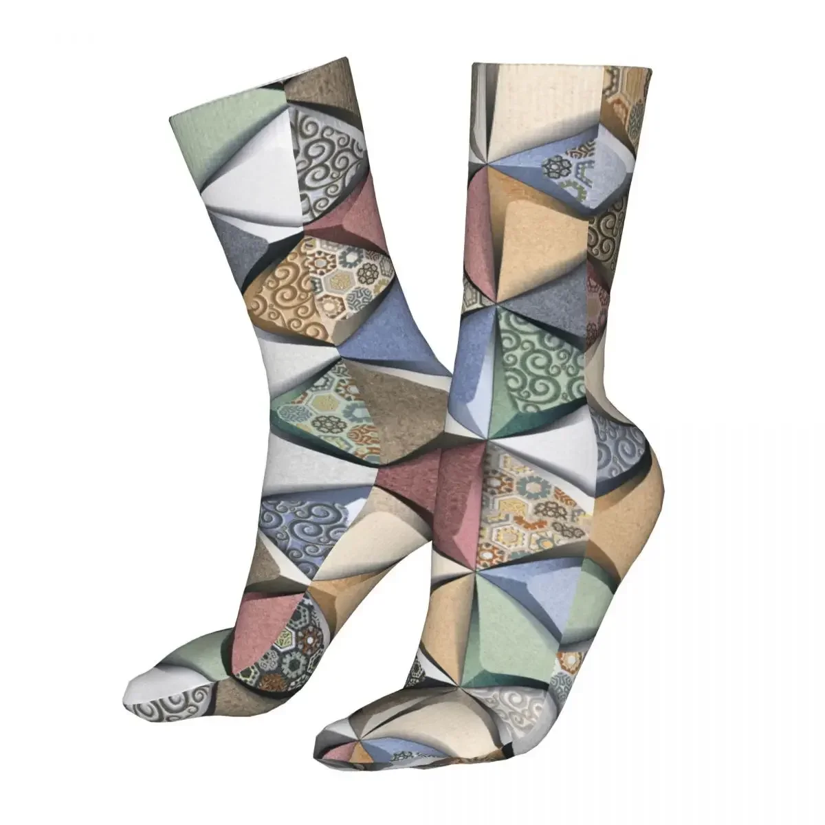 Marble Wall Decor Socks Men's Women's Polyester Blue 3D Geometric Art  Novelty Spring Summer Autumn Winter  Gift