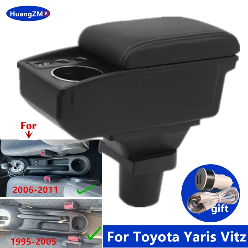 

Подлокотник для автомобиля Toyota Yaris Vitz 5-дверный хэтчбек 1998-2011, подлокотник для Toyota Yaris Hybrid с внутренним USB-портом, автомобильные аксессуары