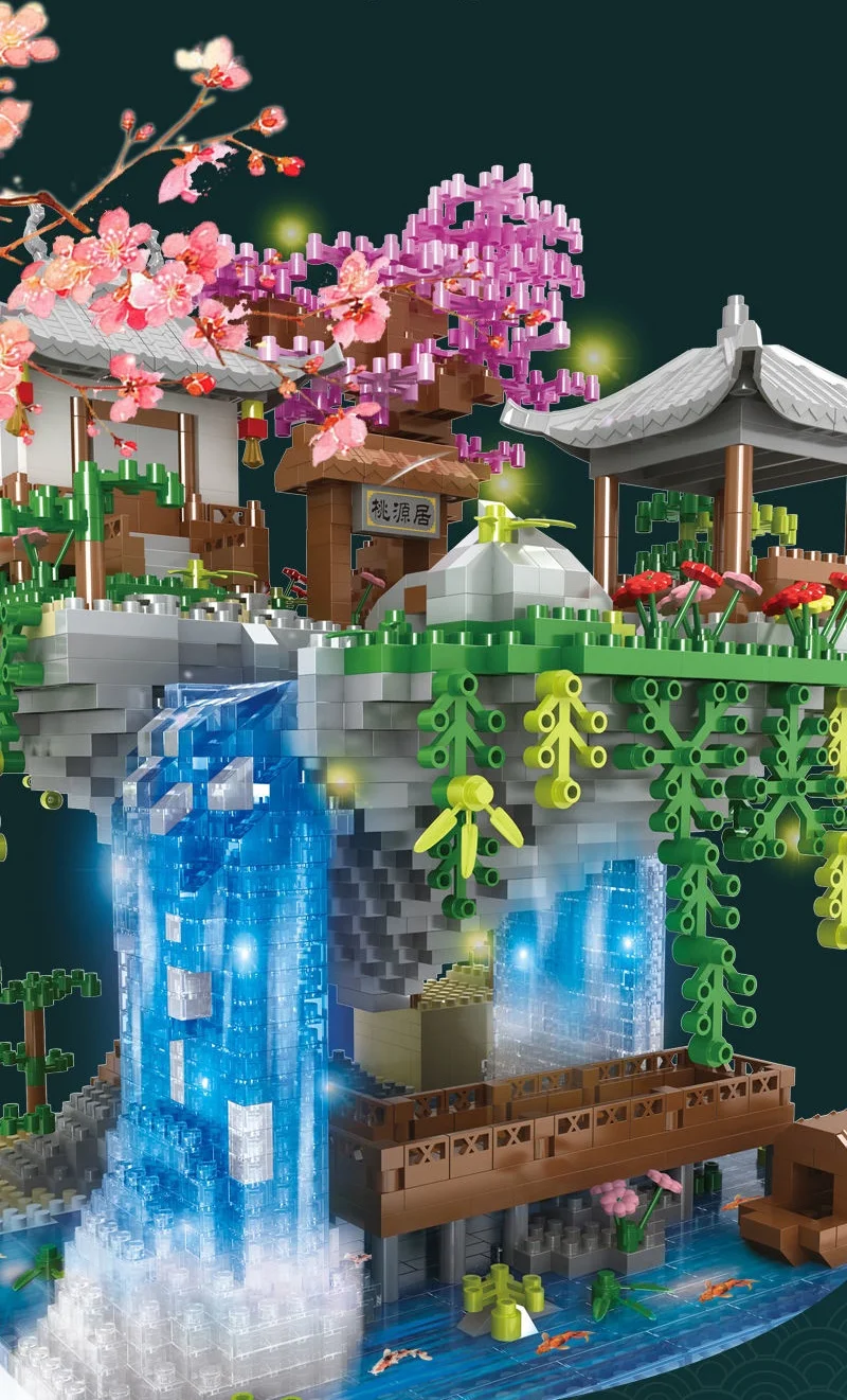 Creative Taohuatan Lake Themed Micro Brick Building Blocks Set DIY Model Building Blocks Bricks Toys For Children Adult Gift