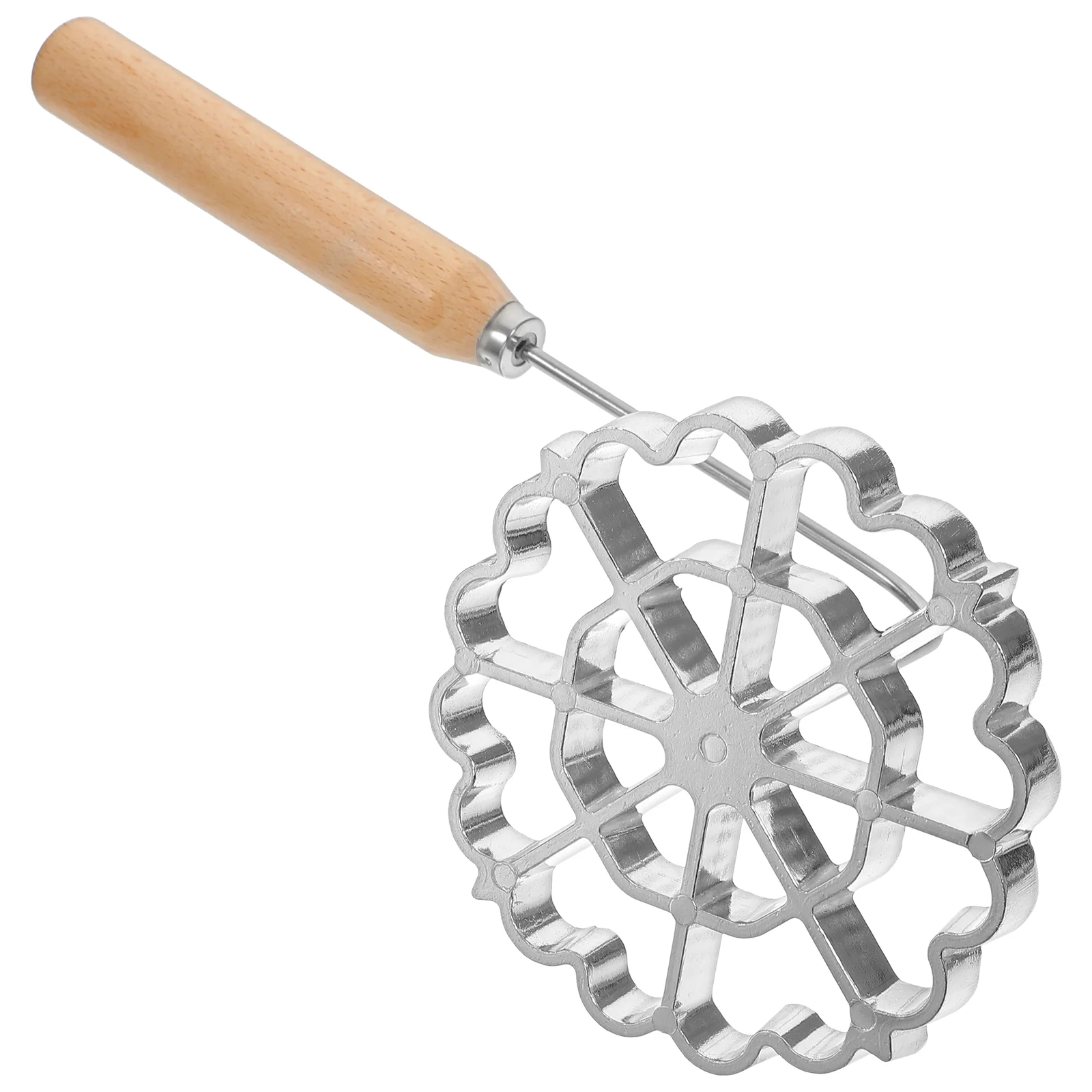 

Swedish Rosette Iron Waffle Molds Wooden Handle Non-Stick Frying Spoon Cake Making Bunuelos Cookie S Mesh Strainer