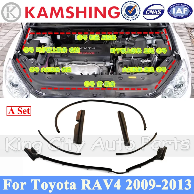 CAPQX A Set Car Auto Front Engine Bonnets Cover Waterproof Rubber Seal Strip For Toyota RAV4 2009-2013 Bonnet Hood To Cowl Top