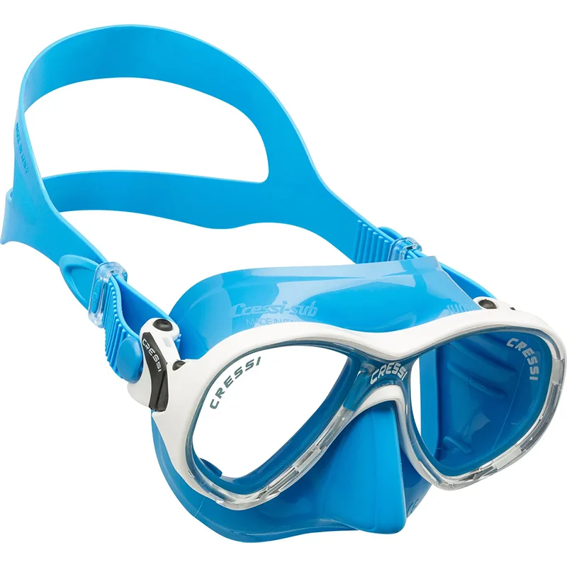 Cressi MAREA JR Kids Snorkeling Diving Mask Boys Girls Tempered Glass Lens 2 Window Goggles for Children