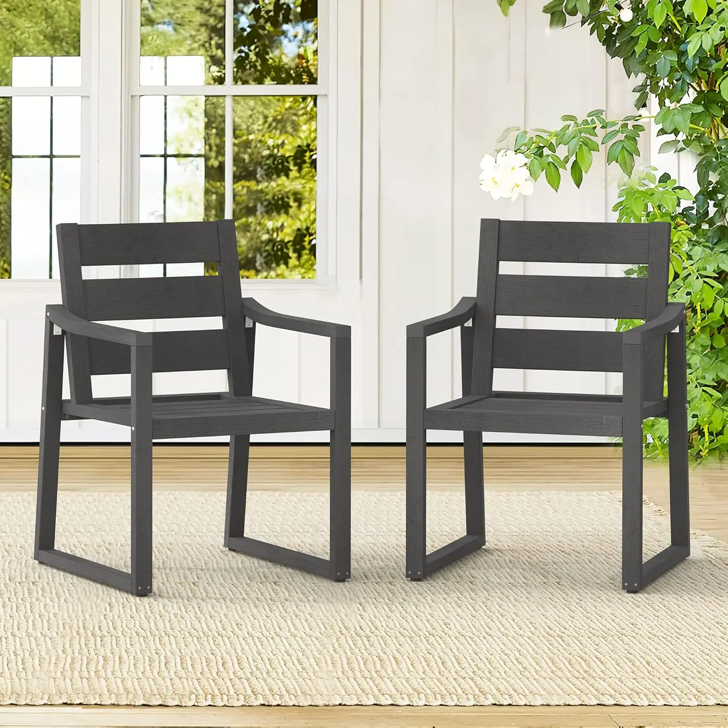 

HDPS Outdoor Dining Chairs Set of 2, 350LBS, Patio Dining Chairs with Armrest, All Weather Outdoor Kitchen Chairs