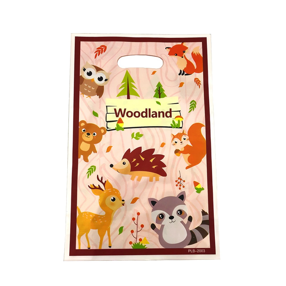 Sacchetti di plastica animali del bosco foresta animale scoiattolo gufo cervo riccio orso volpe caramelle trattare borse bambini Baby Shower festa