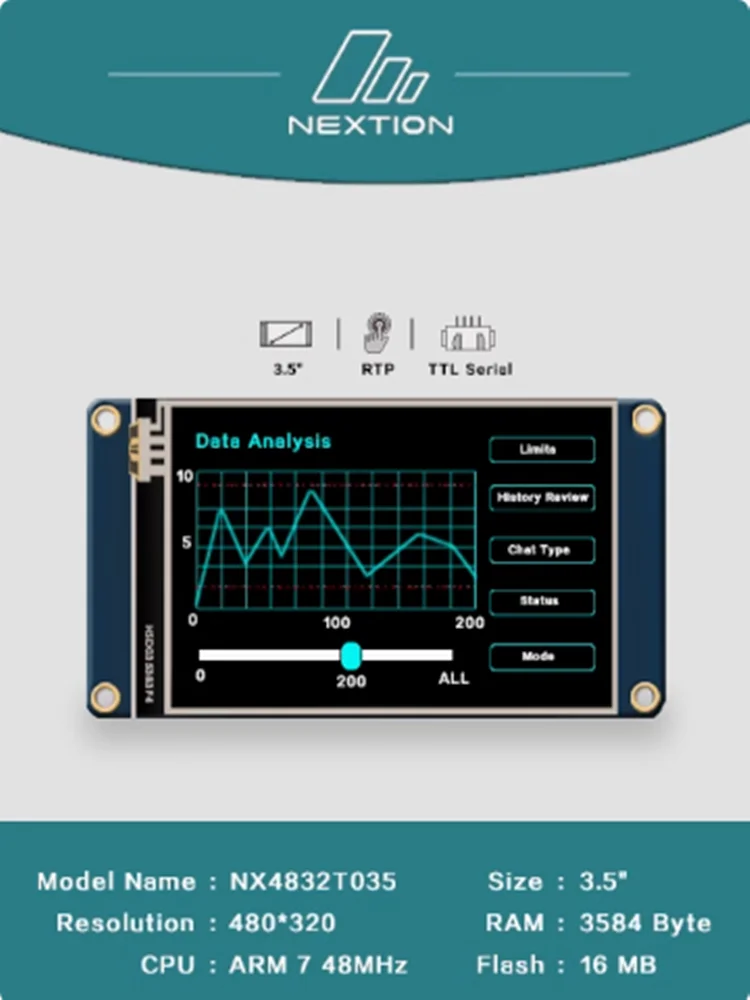Nextion Display 3.5" Écran Tactile Résistif HMI NX4832T035 - 480x320 Pour Arduino Raspberry Pi DIYmalls