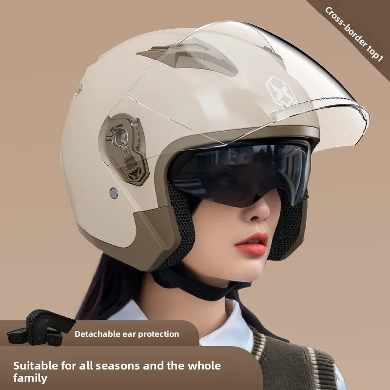 

Motorcycle Helmet Men's Winter Warm Battery Car Half Helmet Women's Four Seasons neutral