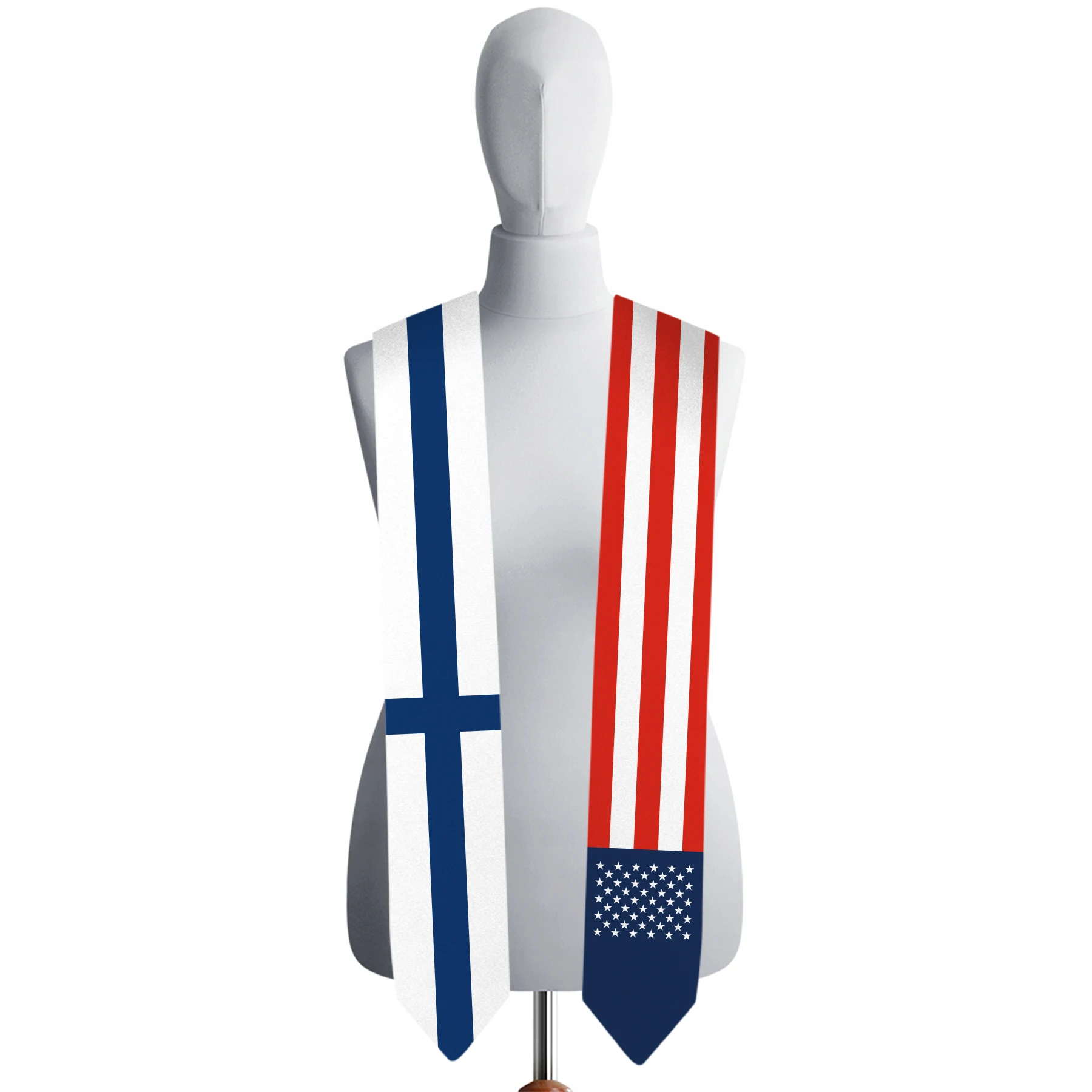 13x180cm USA And Finland Flag Graduation Sash Bachelor Gown Accessory Graduation Sash Scarf