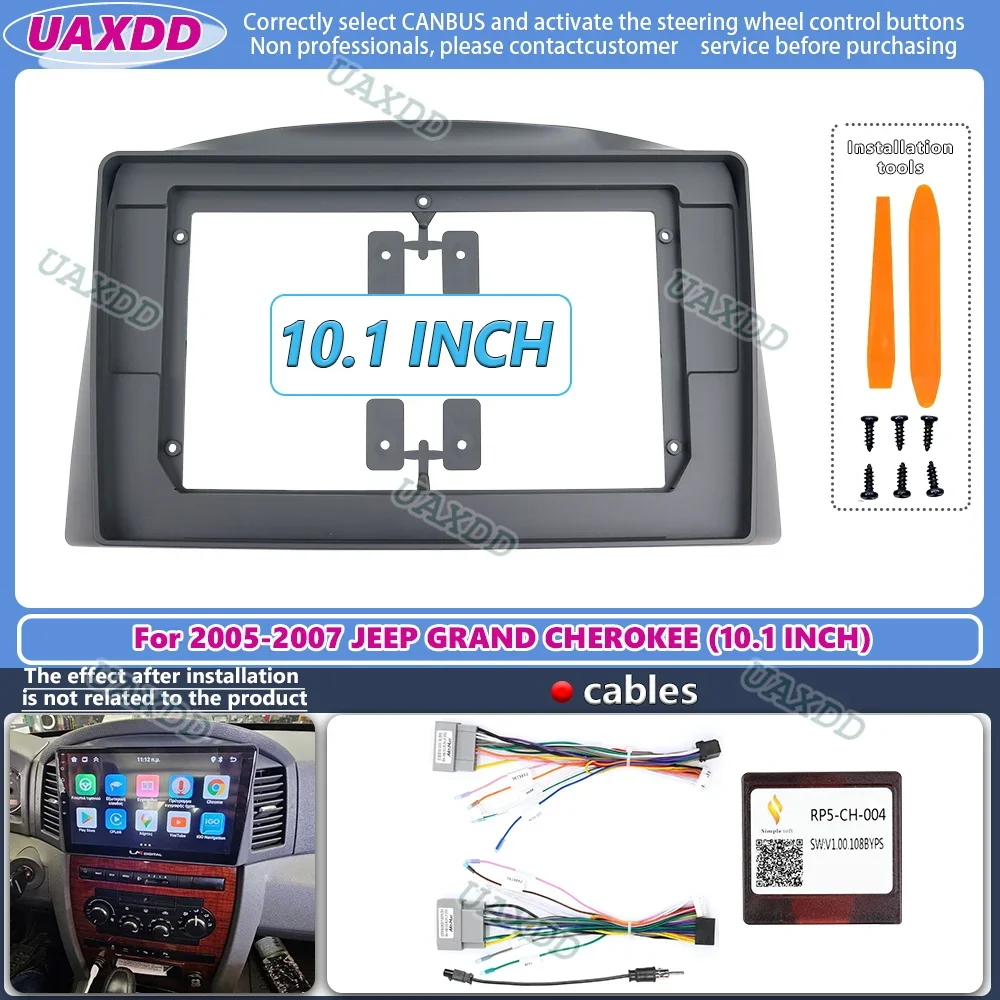 10.1inch Car Radio Fascia for Jeep Grand Cherokee 2005 -2007 DVD Stereo Frame Plate Adapter Mounting Dash Installation Bezel Kit