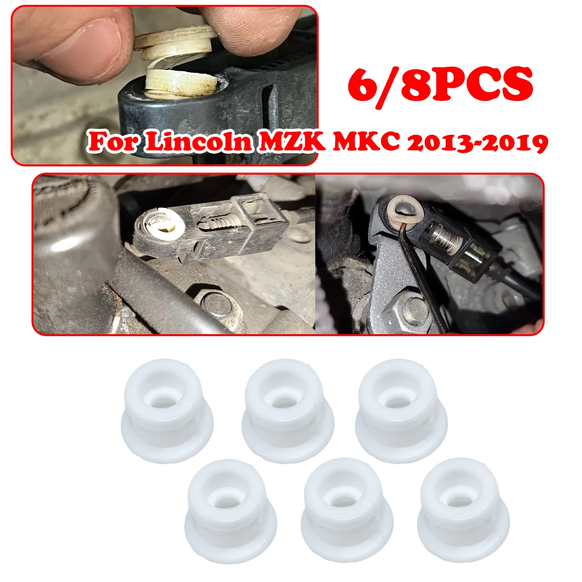 6/8PC For Lincoln MZK MKC 2013-2019 ford Mondeo Gearbox Shifter Cable Bushing AT Gear End Sleeve Grommet Repair Kit replacement
