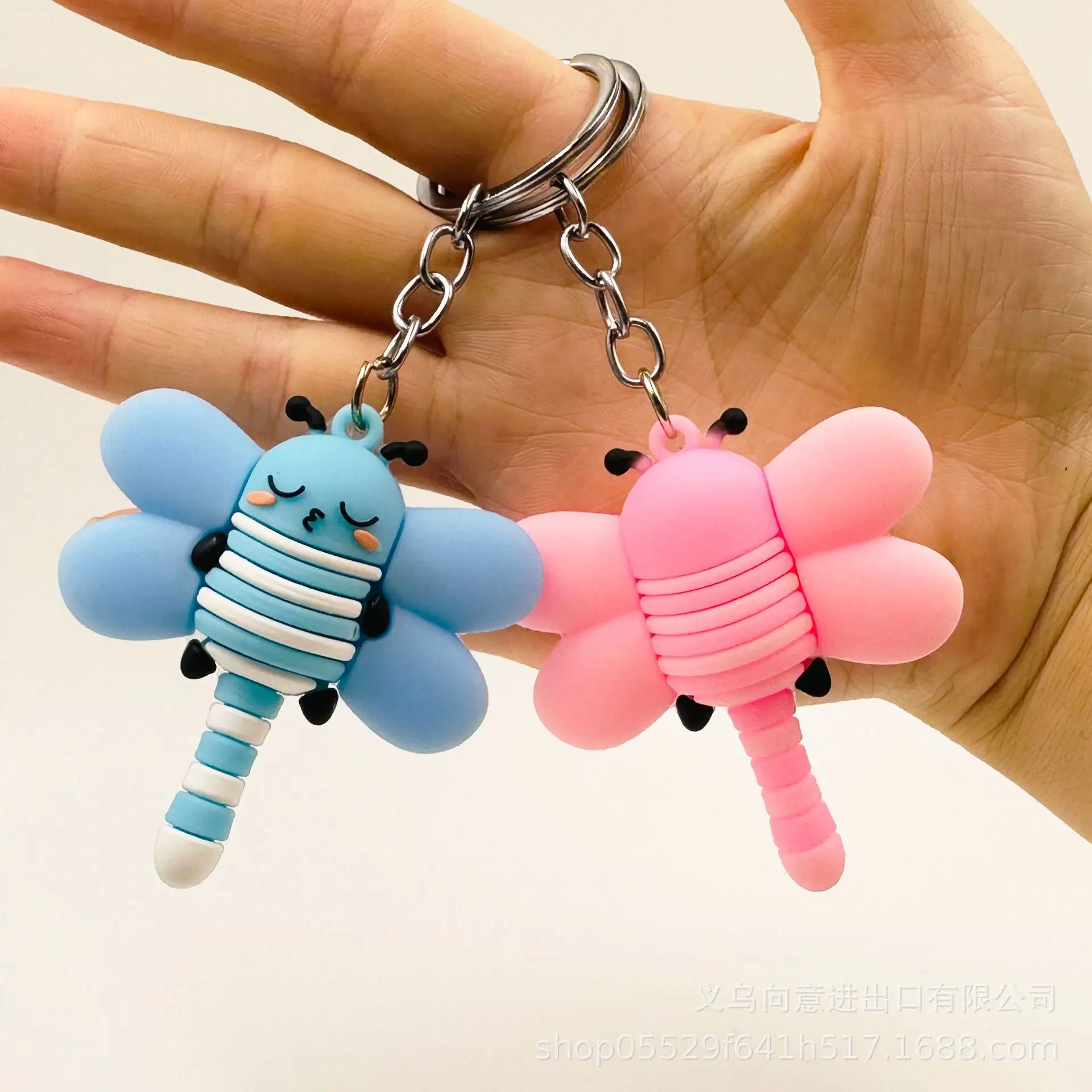 New Insect Keychain Pendant Cartoon Dragonfly Small Bee Soft Plastic Doll Creative Hanging Bag Pendant Gift