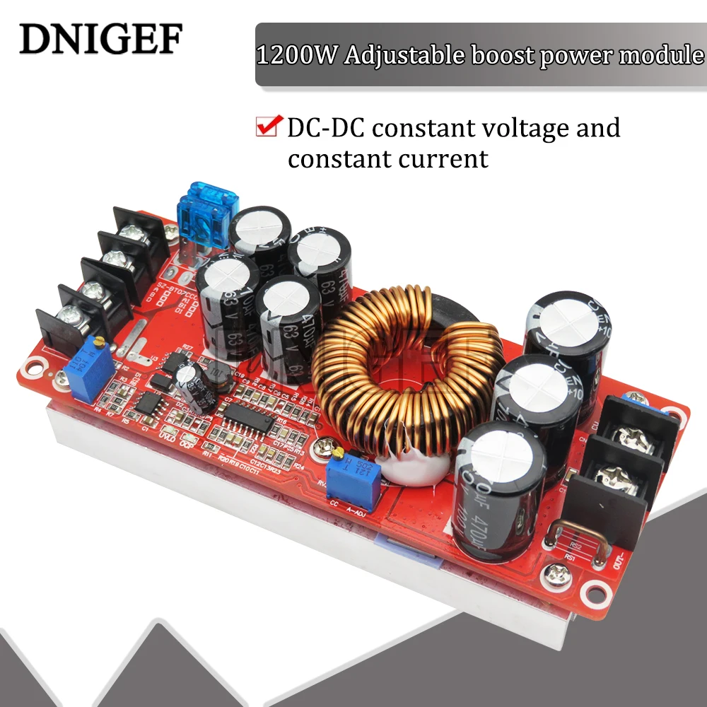 DNIGEF 1200W 20A DC-DC Converter Boost Step-up Power Supply Module With Hea12t Sink 1200 W 12V to 24V 48V   in 8-60V out 12-83V