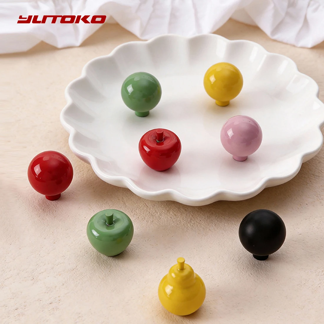 Pure Copper Cartoon Yellow Green Red Pear Apple Drawer Shoe Cabinet Dresser Bedside Table Children Room Furniture Door Kids Knob