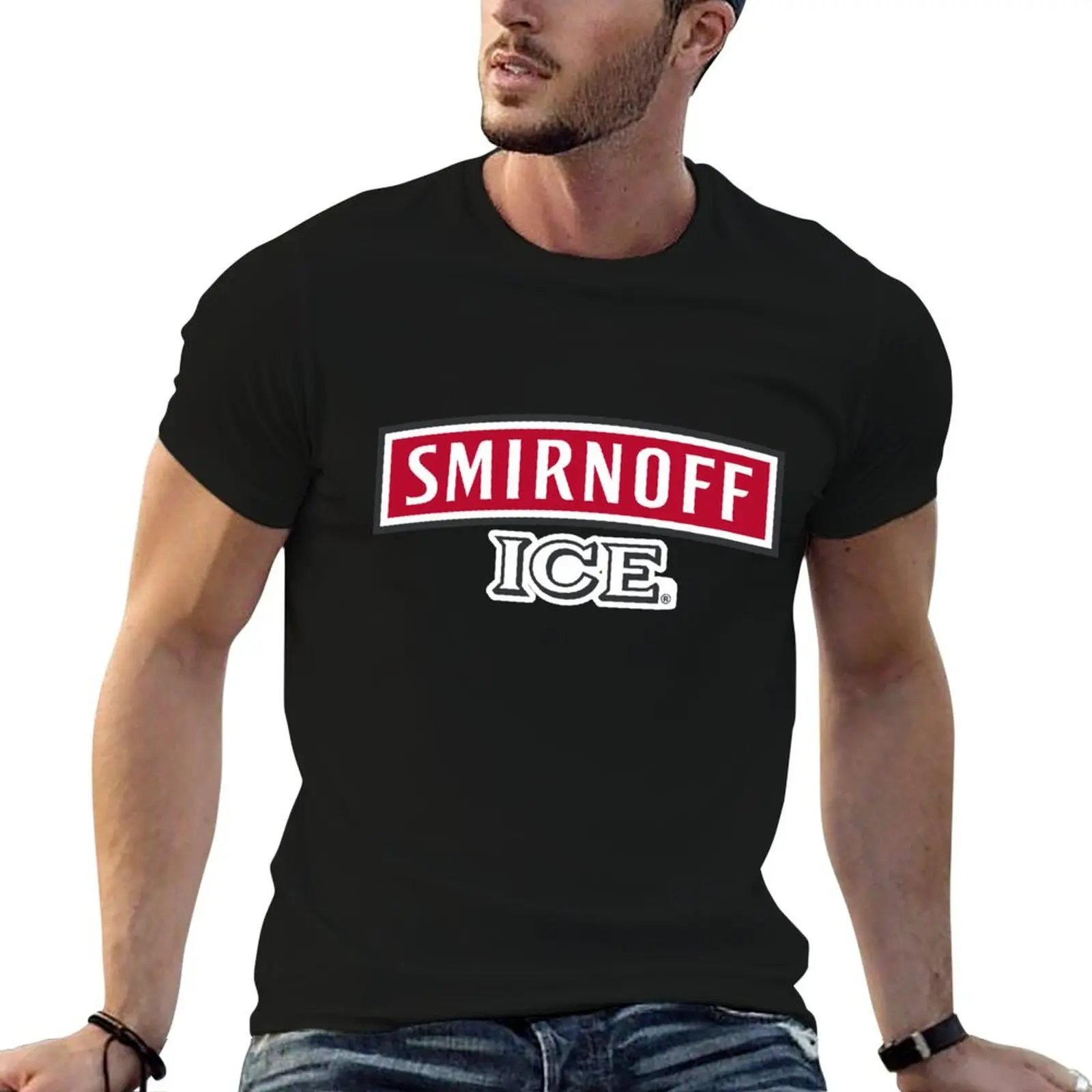 Camiseta con Logo de Smirnoff Ice, camisetas de anime, camisetas de gran tamaño para hombre, camiseta gráfica divertida de anime