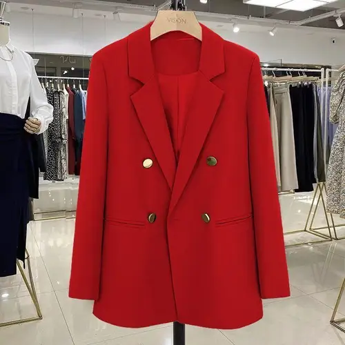 Imagen 2 del producto 2025 nuevo traje púrpura abrigo mujer coreano suelto doble botonadura Blazers señora Oficina mujer temperamento Blazers chaqueta prendas de vestir Tops