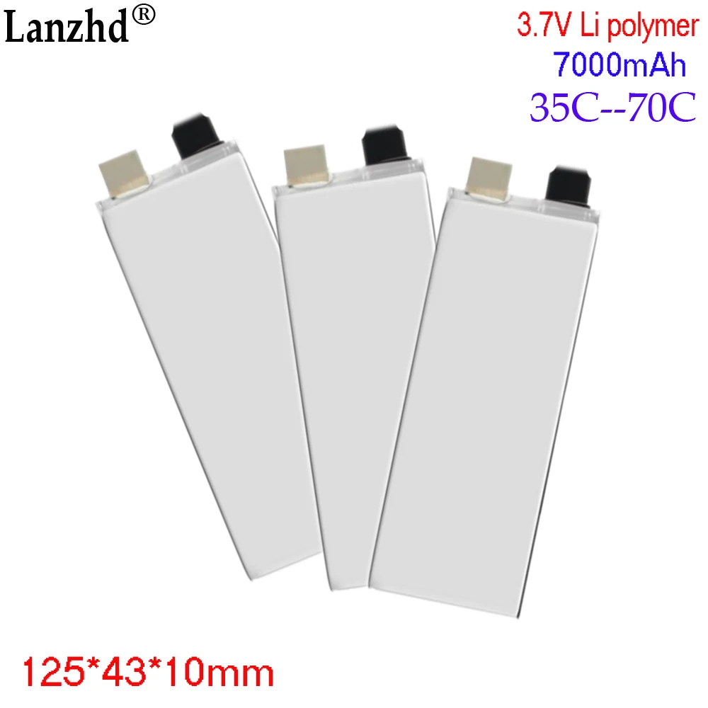 3.7V High Rate Polymer 7000mAh 70C for Electric Tools Starting Power Supply Automobile Igniter Inverter 1043125 125*43*10mm