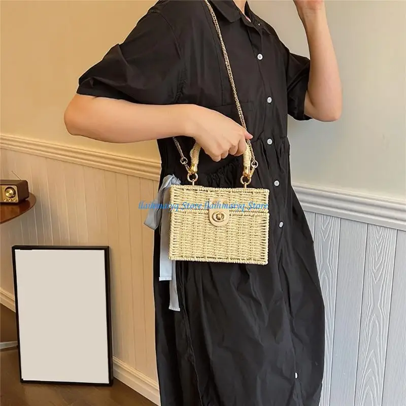 

573B Multifunctional Crossbody Bag Fashionable Square Basket Purse for Women Vacation Handbag for Travel and Shopping