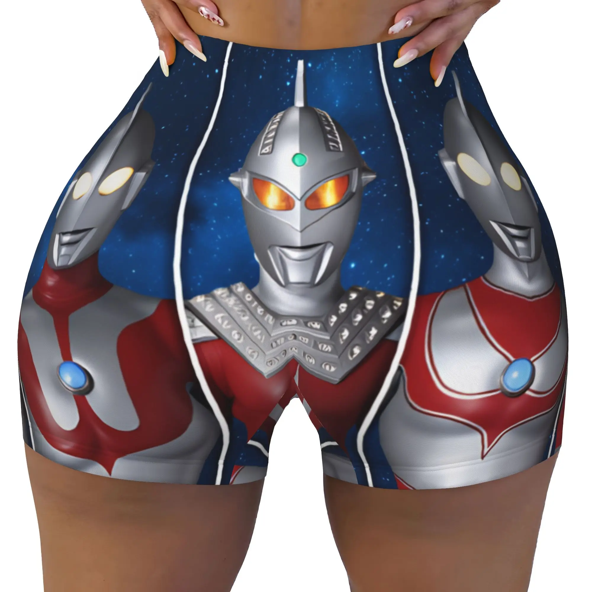 Women Ultraman Jack Ace Taro Ultraseven  Workout Yoga Shorts  Athletic Gym Volleyball Biker Shorts