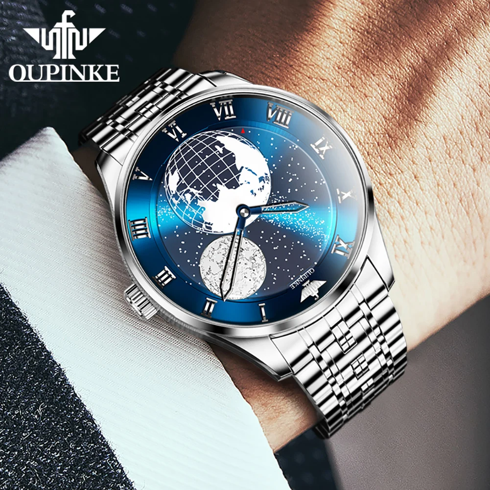 OUPINKE 3230 Orologio da uomo Luxury Business Movimento giapponese Orologio meccanico 50M Orologio impermeabile Cielo stellato Quadrante Reloj Hombre