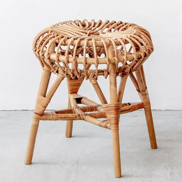 

*Hot Selling Handmade Natural Rattan Wicker Stool High Quality Dining Stool