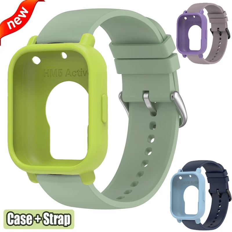 Neues Atmungsaktives Armband+Gehäuse für Redmi Watch 5 Active Silikon Sport-Armband PC-Schutzhülle für Redmi Watch 5 Lite Band