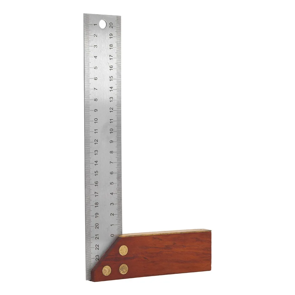 250mm Length Right Angle Ruler Multi Function Design Thickened Structure Engineer Must-Have Tool Silver Red Color