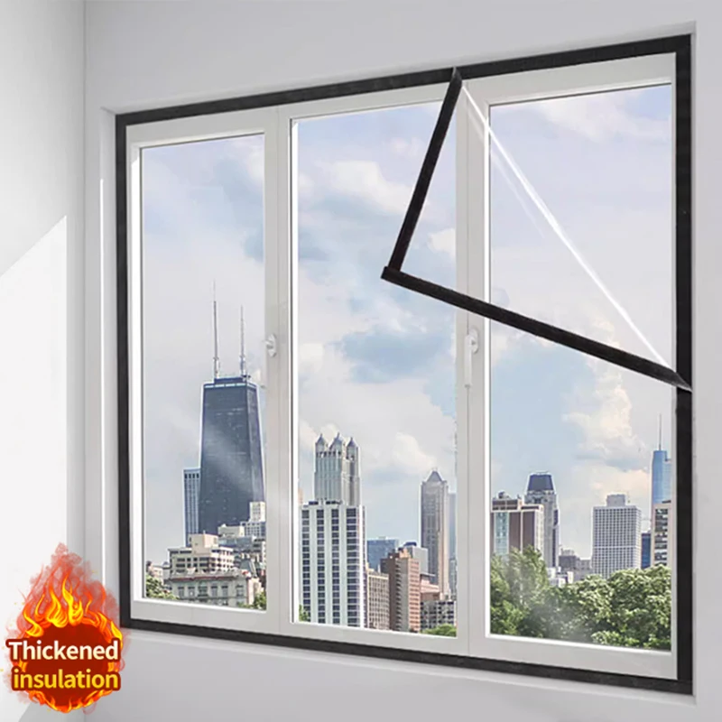 Windproof insulation film,fully enclosed in winter,thickened for warmth,transparent curtain self-adhesive screen window door