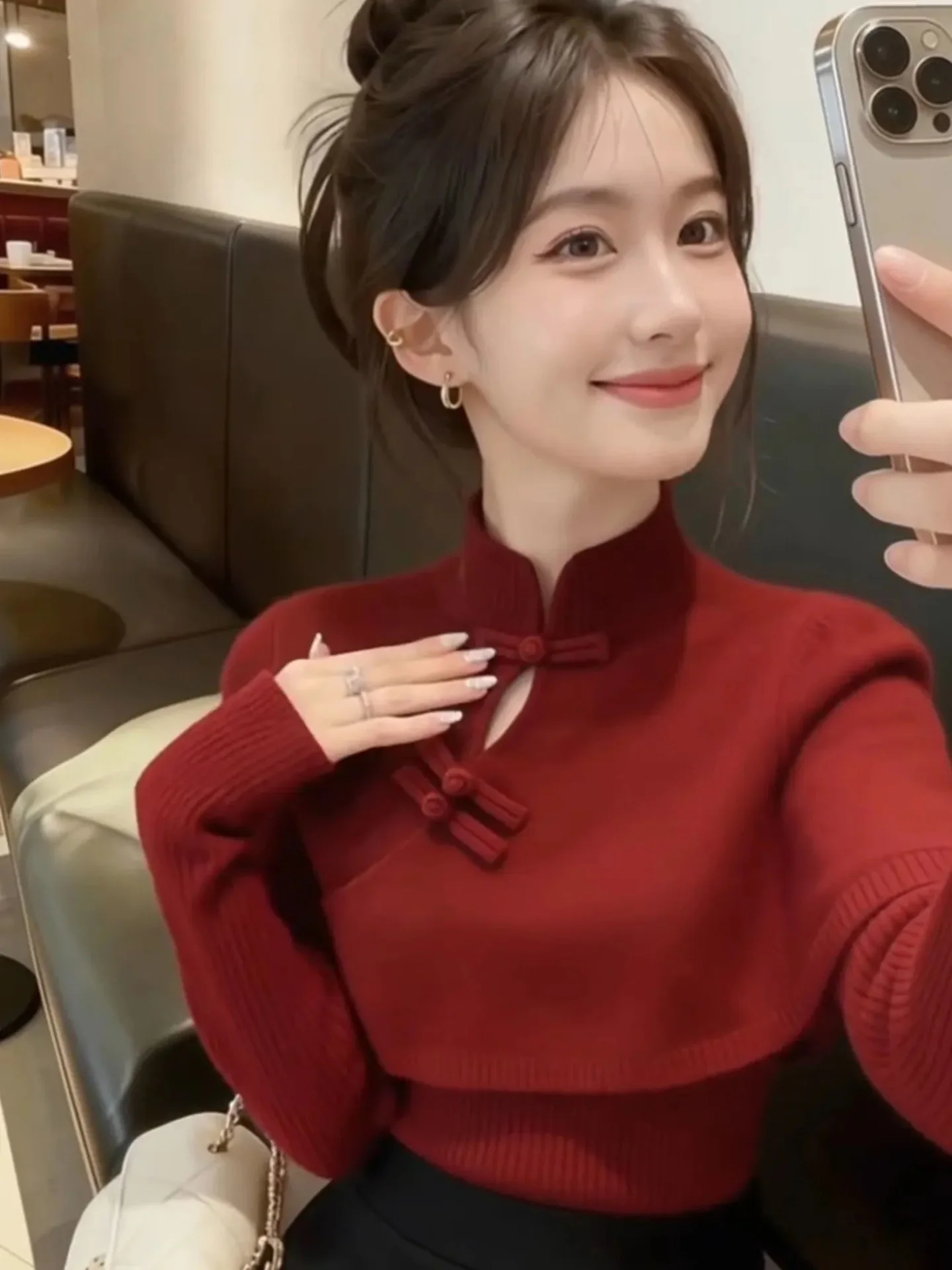 Suéter Rojo de Punto para Mujer, Informal, para el Trabajo, Moderno, Personalizado, Primavera, Nuevo, Versátil, Top Ligero para un Look Juvenil