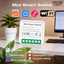 Tuya WiFi/Zigbee3.0 Mini Breaker DIY Smart Home Switch 2 Way Control Smart Switch Module Work With Alexa Google Home Alice