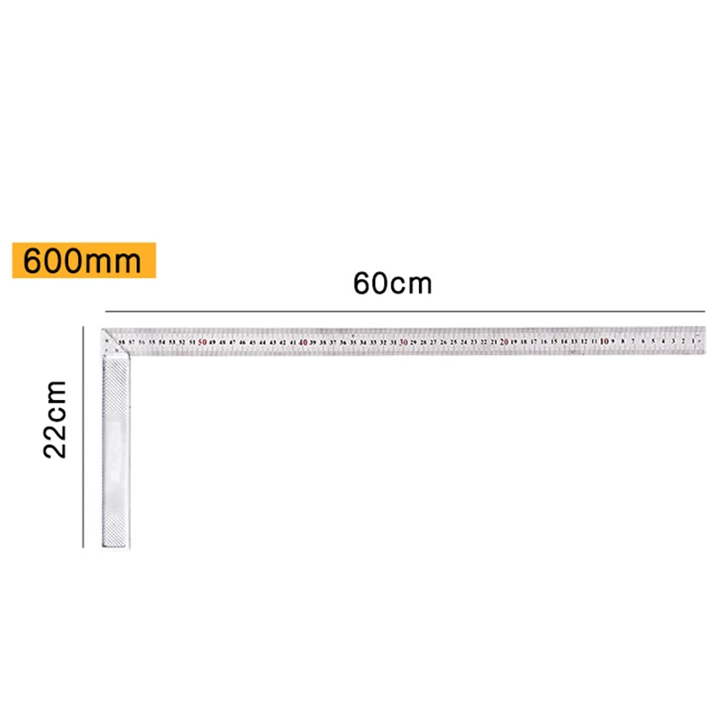 1pc Tools Ruler Angle Square Ruler 3Size Construction Engineering Aluminum Alloy Carpenter L-Square Scale 300mm 500mm 600mm NEW