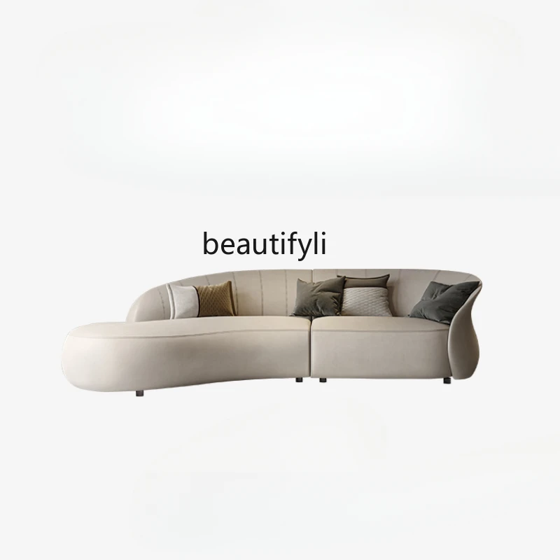 

Designer Villa Oblique Angle Shaped French Cream Style Living Room Semicircle Light Luxury Curved Sofa