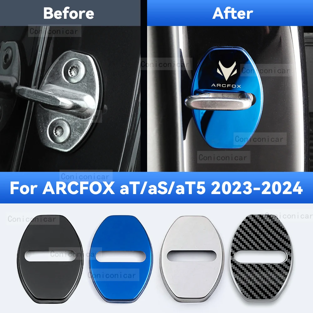 Car Door Lock Protector Cover Stainless Steel For ARCFOX αS αT αT5 2023 2024 Protect Buckle Anti-rust Decoration Accessories