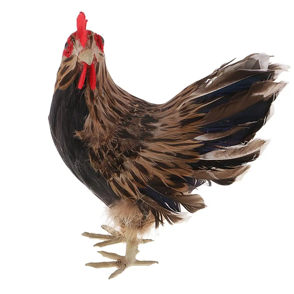 Figura de Animal de la vida de la Granja Modelo de gallina ligera, decoración, PVC + pluma, 9"