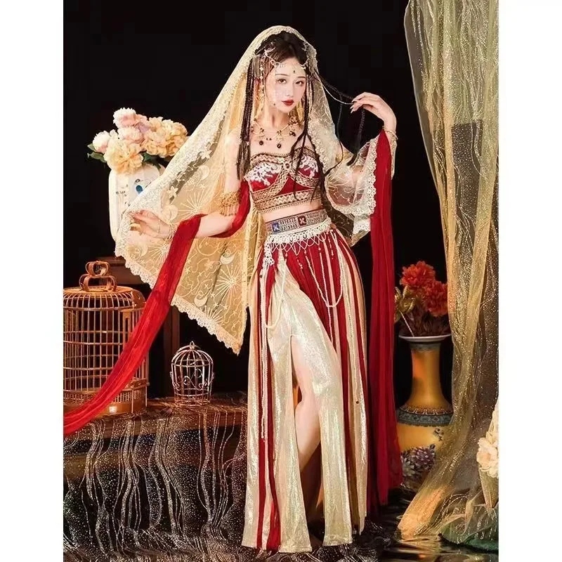 

Dunhuang Fairy Goddess Hanfu Set Exotic Style Western Region Princess Dance Dress Set Classic Women Cosplay Props Costume Girls