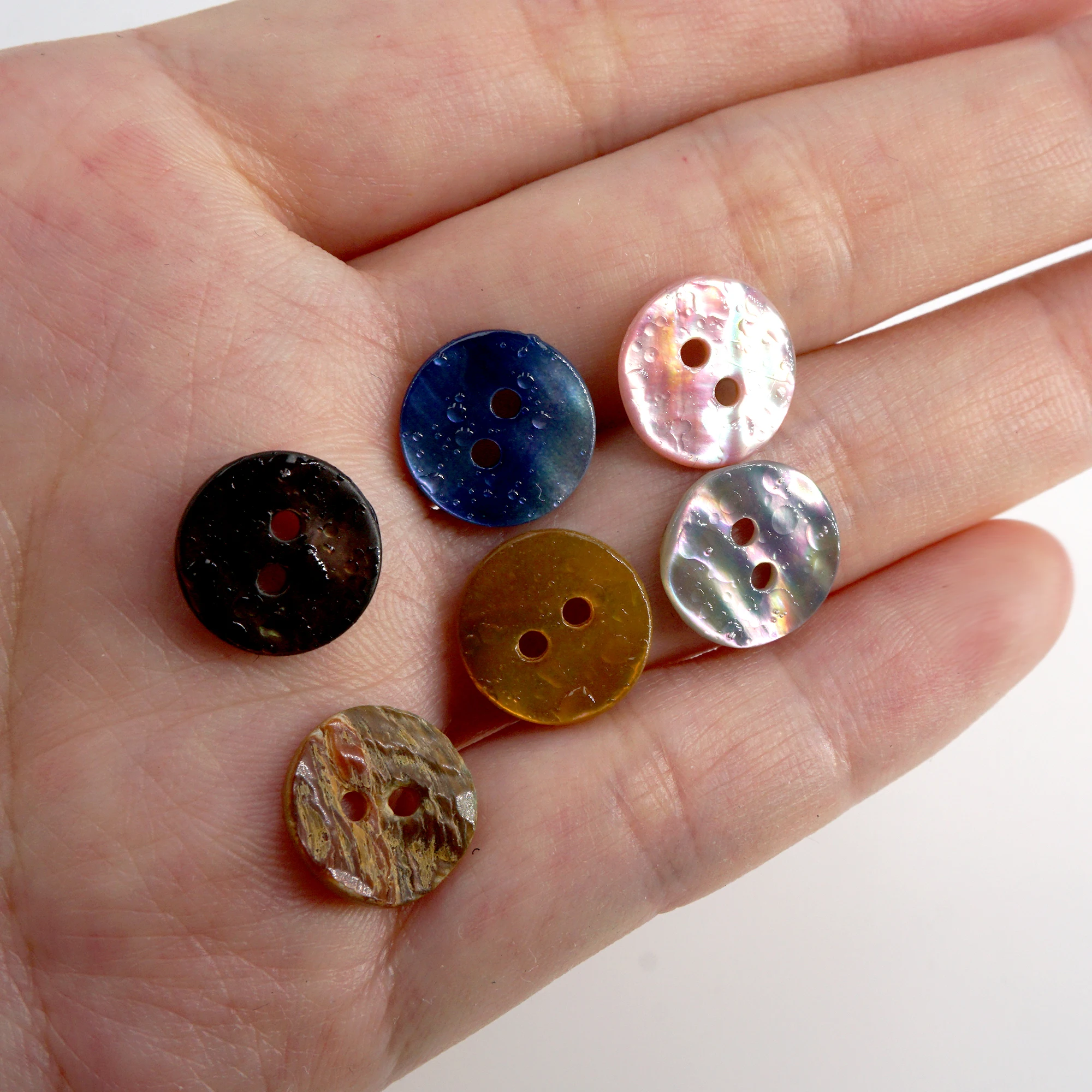 10 Pieces 11.5mm Water Droplets Round Natural Shell Button Luxury Shirt 2 Hole Sewing Accessories
