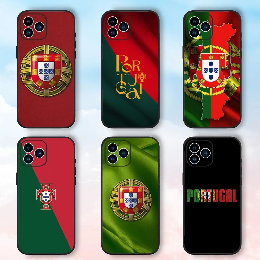 Portugal Flag Phone Case For Samsung Galaxy S24 S23 S22 S21 S20 FE S10 S9 S10E Plus Ultra Lite 5G Black Phone Case