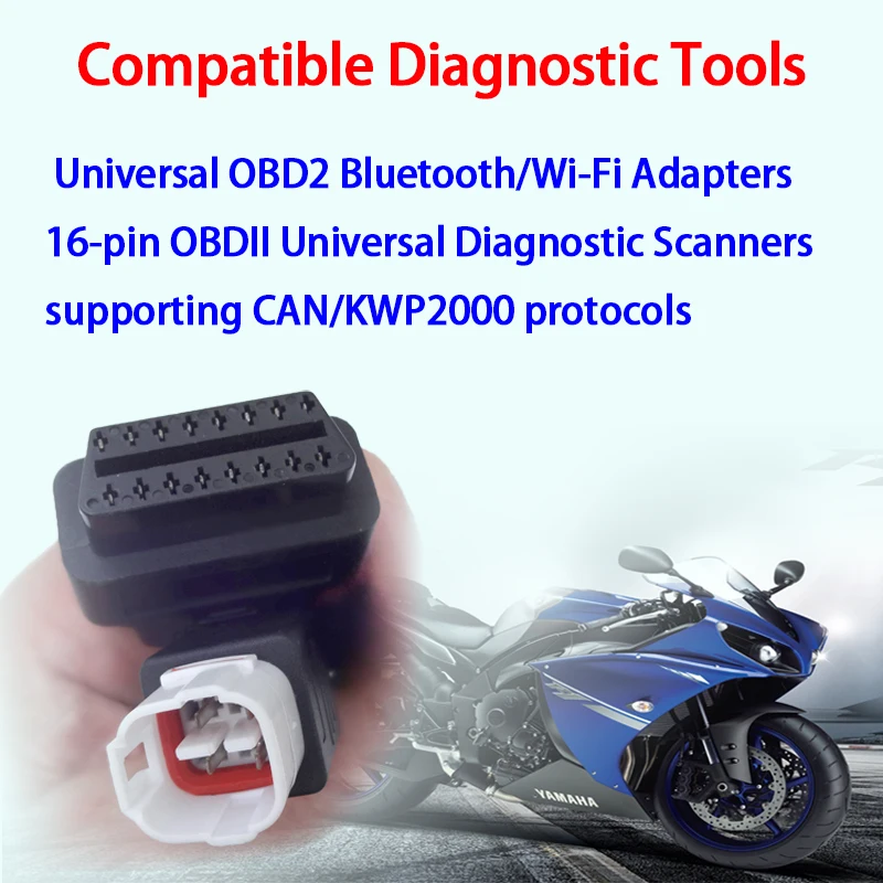 

For Yamaha Motorcycle 4Pin to 16Pin OBD2 Diagnostic Cable OBDII Connector Adapter for R1/6 MT07/10 FZ09/10 XSR700/900 TMAX XT