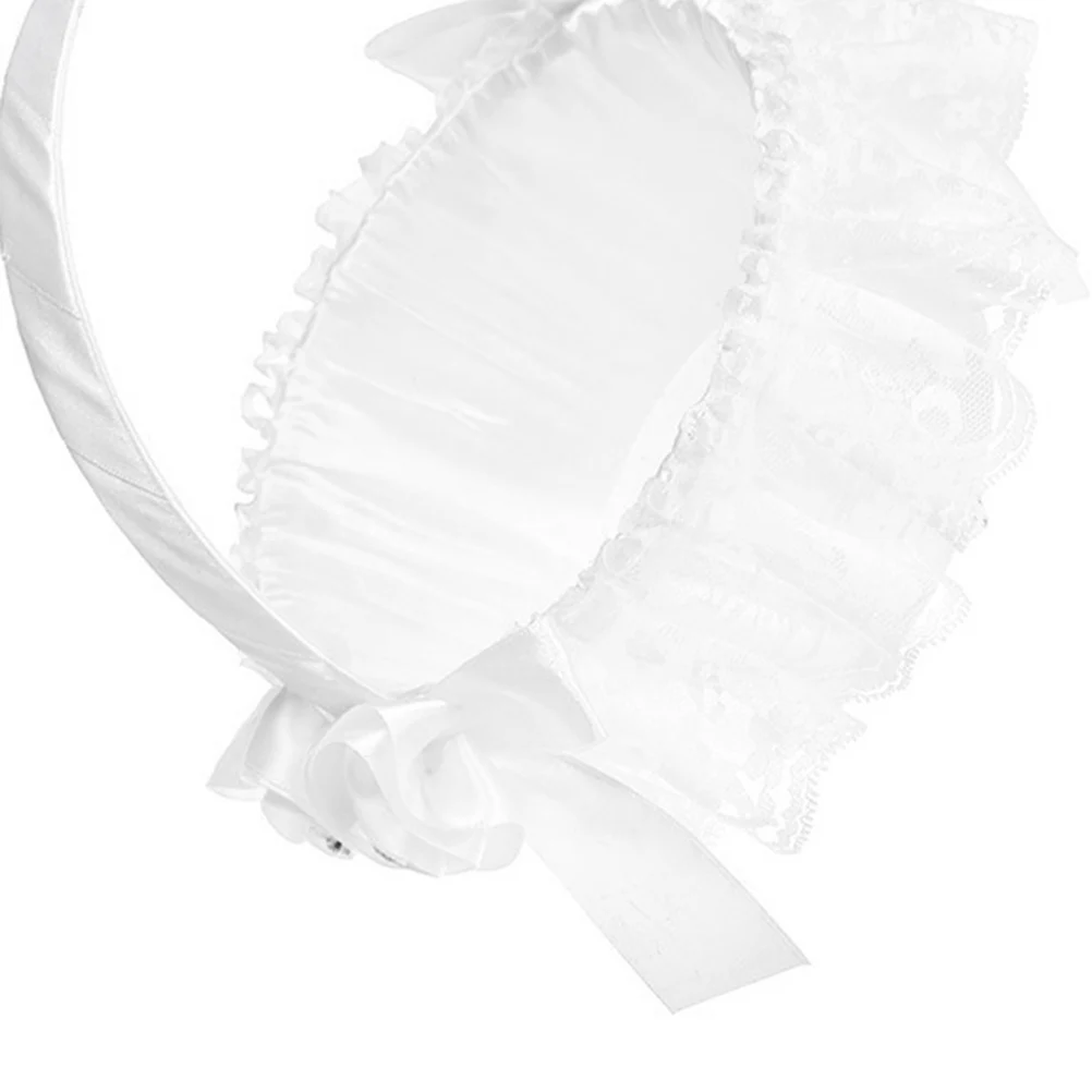 

Lace Flower Basket White Elegant Vintage Style for Wedding Flower Girl Basket Hold Flowers Rose Petals Graduation Ceremony Party