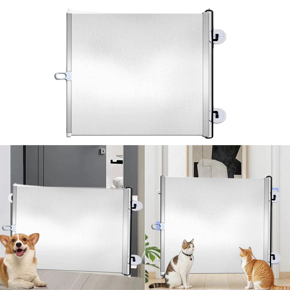 Retractable Pet Gate with Extended Height to Prevent Jumping Fits Multiple Door Sizes from 40cm to 125cm White Finish